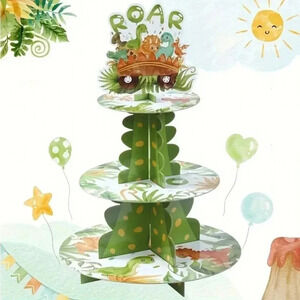 Three Tier Roar Dinosaur Cupcake/Goodies Stand